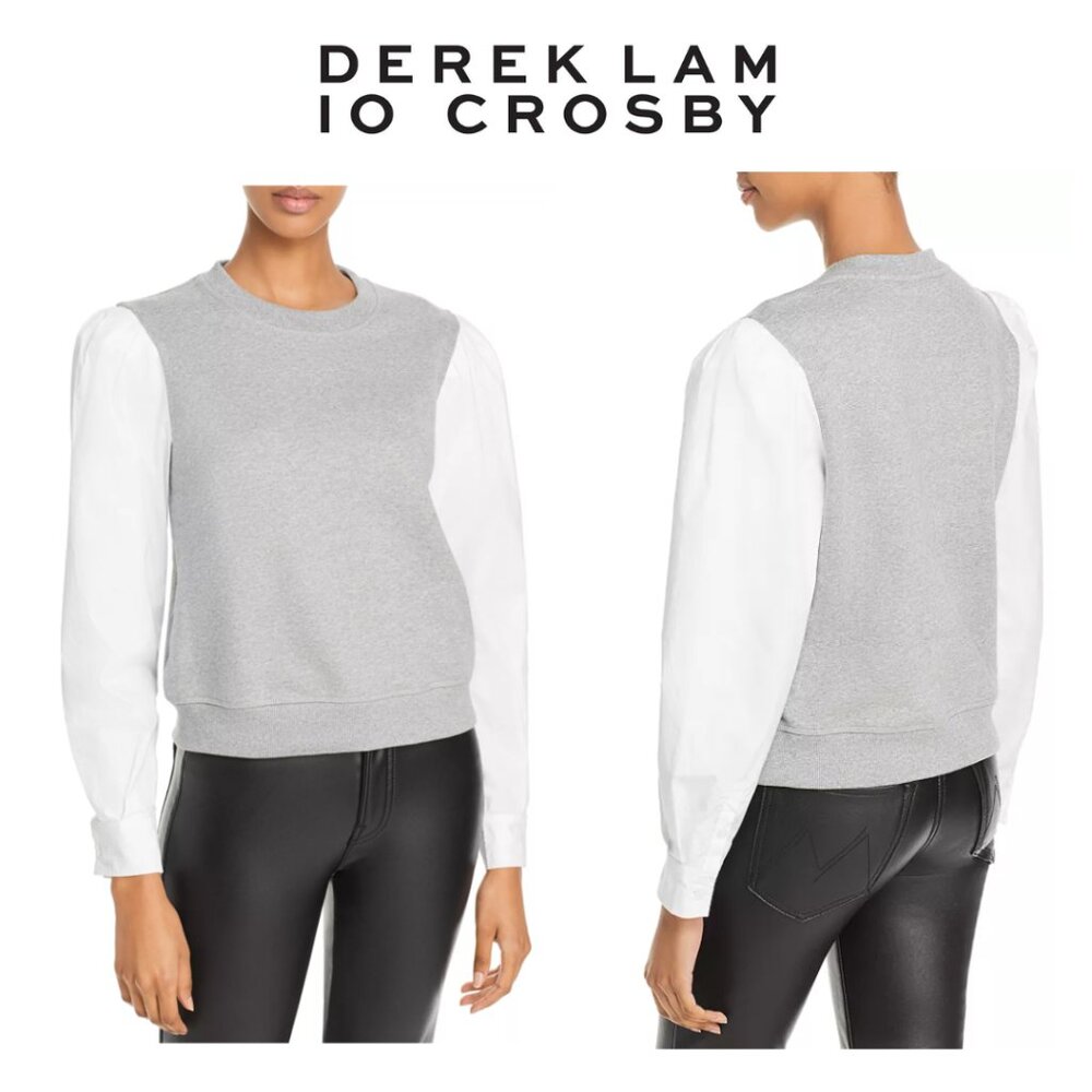 Derek Lam 10 Crosby Milton Cotton Mixed Media Sweatshirt (Size XS)